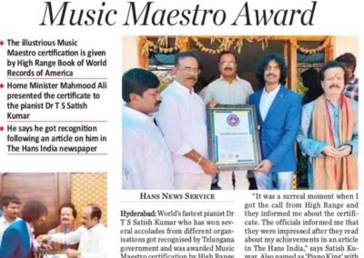 Fastest Pianist receives Music Maestro Award
